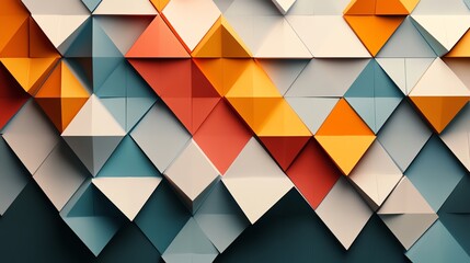 Poster - Colorful Geometric Pattern Showcases Triangles in Varying Sizes and Hues on a Textured Background, Creating a Dynamic Visual Effect