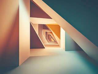 Poster - Intricate Geometric Shapes Create a Mesmerizing Pattern in a Modern Architectural Space