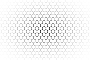 Poster - Abstract black and white background consisting of hexagons. Halftone background. Gradient illustration. Soccer,football concept wallpaper.