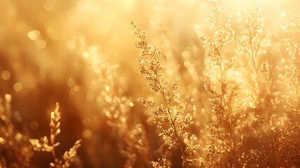 Wall Mural - Field of green grass illuminated by sunlight with a clear blue sky in the background