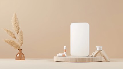 Poster - A minimalistic product mockup with a blank white package on a neutral backdrop