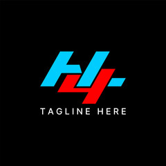 Poster - Logo design graphic concept creative premium vector stock image graphic initial HL4 H4L italic sport font techno cutting monogram typography branding
