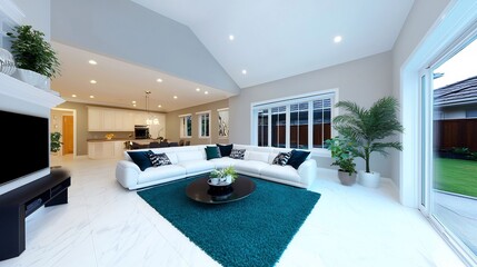 Sticker - Modern living room showcasing a spacious design with elegant furniture and natural light