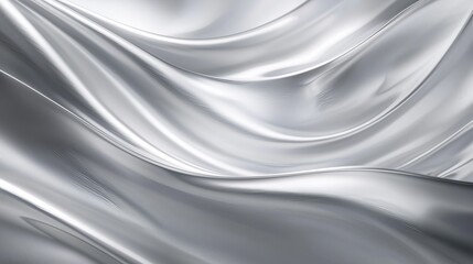 Poster - Elegant Pearlized Silver Gradient Fabric With Smooth Fading Waves