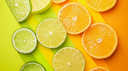 Poster - Vivid Citrus Fruit Slices on Bold Gradient Background
