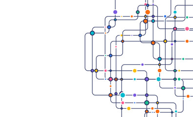 Poster - circuit connect lines and dots. network technology and connection concept. decentralized network nod