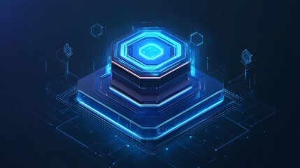 Poster - Futuristic technology visualization virtual space digital art sci-fi environment abstract viewpoint concept of innovation and data processing