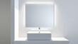 © yak - modern bathroom  mirror and sink with lighting 4k resolution