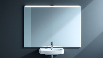 modern bathroom  mirror and sink with lighting 4k resolution 