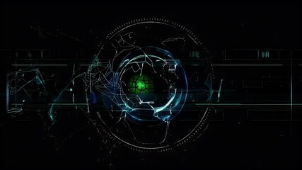 Poster - digital abstract design showcasing glowing lines and geometric shapes in technology inspired art.