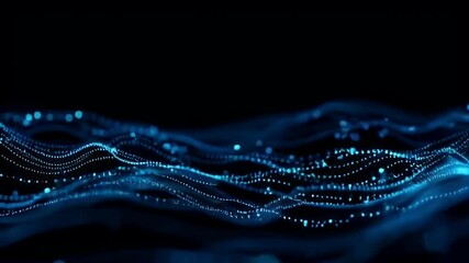Poster - dynamic blue light waves showcase abstract technology and data flow, creating mesmerizing visual exp