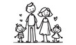 © Sone - One continuous single drawing black line art doodle of people figure holding hand with family illustration