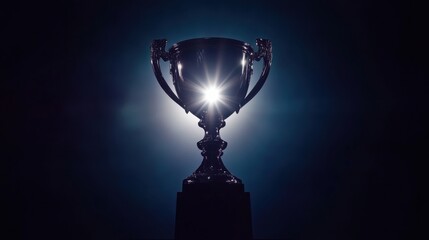 Wall Mural - A trophy shining amidst a dark background with 2024, Trophy scene, Dramatic style