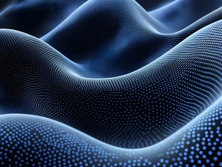 Poster - Digital Wave: Abstract rendering of a flowing digital wave, composed of interconnected blue dots creating a sense of movement and connectivity. Perfect for tech, data, and AI related projects. 