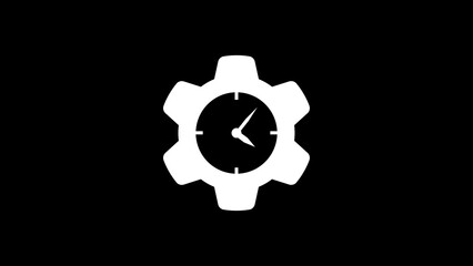 Poster - Clock icon with gear mechanism and rotating hands symbolizing time, precision, and mechanical movement design.