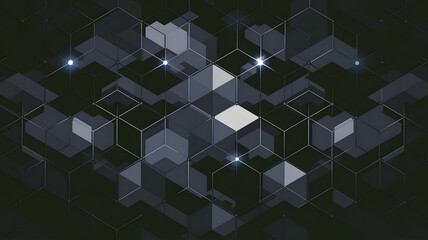 Poster - dark hexagon abstract: a mesmerizing abstract composition featuring a dynamic interplay of dark hexa