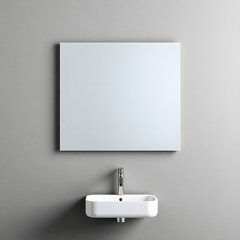 Wall Mural - modern bathroom  mirror and sink with lighting 4k resolution 