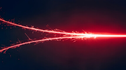 Poster - red energy burst: abstract image of a vibrant red energy burst, resembling a powerful laser beam or 