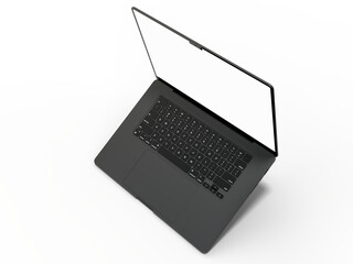 Fototapete - Modern laptop mockup with white empty screen. Digital device template for presentation branding, corporate identity, digital marketing, ads, business promotion, global business, website banner, app