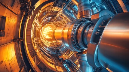 Poster - A precision aircraft engine diagnostic system analyzing turbine efficiency, aerial perspective.