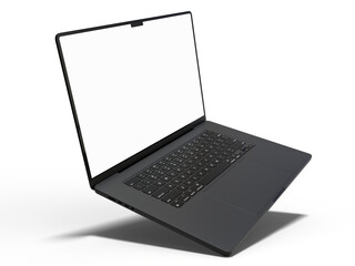 Fototapete - Modern laptop mockup with white empty screen. Digital device template for presentation branding, corporate identity, digital marketing, ads, business promotion, global business, website banner, app