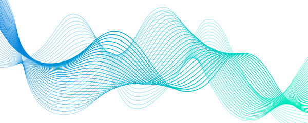 Fototapete - Abstract blue flowing wave lines and glowing wave lines Background. colorful wave gradient lines on white background. Modern technology background, wave design. stream wave curve lines