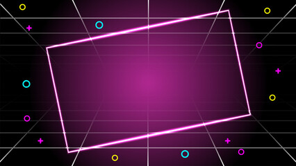 Aufkleber - Arcade Retro game .Pixel art background.8 bit game.retro game. Synthwave wireframe landscape.for game assets.Retro Futurism Sci-Fi Background. glowing neon grid.and stars from vintage arcade comp