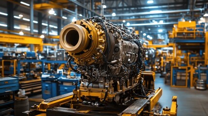 Aufkleber - A diesel engine in a repair facility, being carefully worked on by a technician, highlighting the technical skills required for vehicle engine maintenance