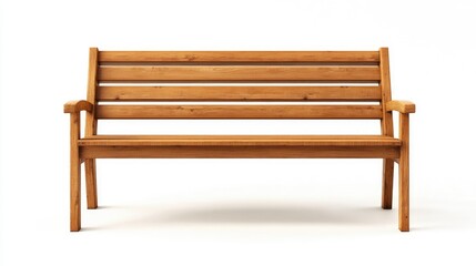 Poster - A wooden park bench with nature-inspired details, placed against a white background, capturing its simple yet elegant design