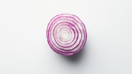 Poster - The clean, minimal beauty of a sliced red onion with concentric rings, placed perfectly on a white background