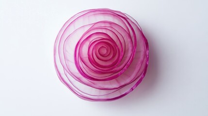 Poster - The clean, minimal beauty of a sliced red onion with concentric rings, placed perfectly on a white background