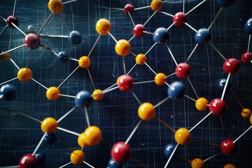Poster - Molecules interact and spin around a DNA strand on a digital grid displaying molecular dynamics, molecules over dna strand spinning on grid