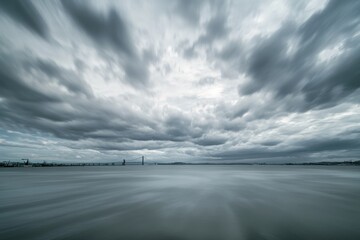 Poster - Time lapse captures dramatic cloud movement over Auckland Harbour, Time lapse of clouds moving above the Auckland Harbour Bridge, New Zealand