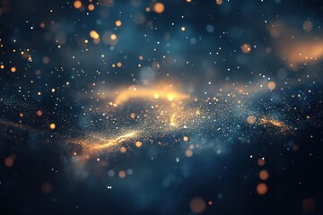Poster - Dramatic display of luminous particles in a cosmic expanse during a silent night, dramatic space scene with flying particles