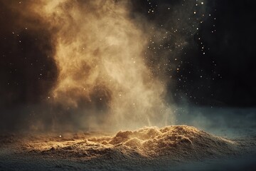 Poster - Organic dust particles rising in soft light, creating an ethereal atmosphere, Organic Dust Practical Compositing Elements