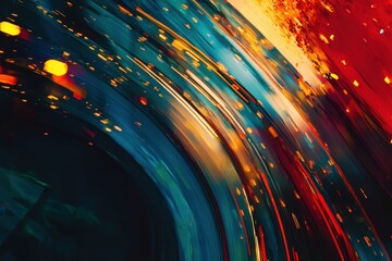 Poster - Dynamic abstract timelapse of nighttime traffic revealing vibrant light trails, Abstract fast time lapse of traffic during night time