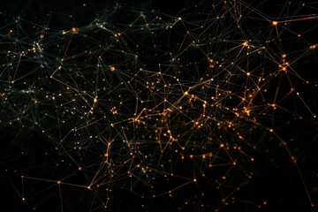 Poster - Exploring the intricate network of connections in data processing on a black background, network of connections over data processing on black background