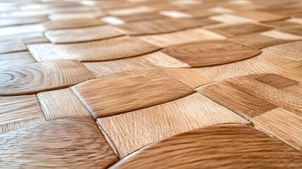 Closeup of Interlocking Parquet Wood Flooring Texture with Geometric Pattern