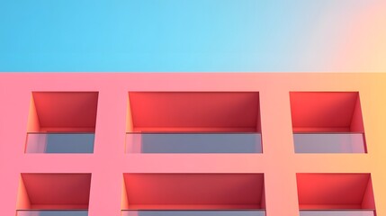 Wall Mural - Simplified Pastel Gradient Parking Structure with Clean Architectural Lines 3D