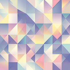 Poster - Geometric Harmony: An intricate composition of triangles and squares in a pastel palette, blending a spectrum of soft colors to create a sense of balance and visual interest.