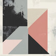 © Atirut - Abstract Geometric Shapes in Dusty Tones: A bold and contemporary abstract composition featuring a harmonious arrangement of geometric shapes in a palette of dusty pink, grey, and black.