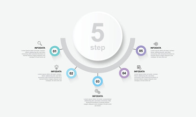 Fototapete - Vector Infographic label design template with icons and 5 options or steps. for your business data. Vector Illustration.