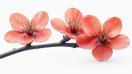 Canvas Print - Peach Blossoms on Branch Floral Still Life Nature Photography Close Up Delicate Petals Springtime.