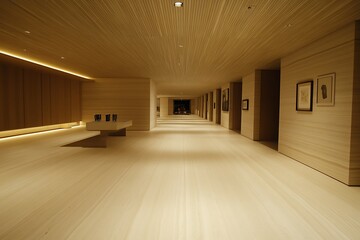 Canvas Print - Modern Minimalist Wooden Gallery Hallway