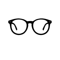 Poster - Round Glasses Icon: A simple, bold black line art illustration of classic round eyeglasses, ideal for website icons, app design, or print projects. Clean and modern. 