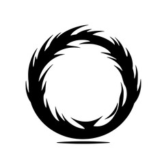 Poster - Abstract Circle with a Sharp Edge: An intricate circular design, resembling a sharp, jagged, stylized flame, set against a clean and simple background. This design exudes power and energy.
