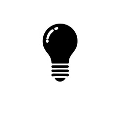 Wall Mural - Simple Light Bulb Icon: A minimalist black and white illustration of a light bulb, representing ideas, innovation, and inspiration. Perfect for websites, presentations, and branding. 