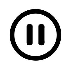 Poster - Black pause button symbol in a circle on white background for media control concept