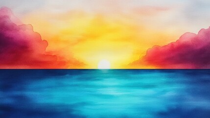 Wall Mural - vibrant sunset over tranquil ocean waters