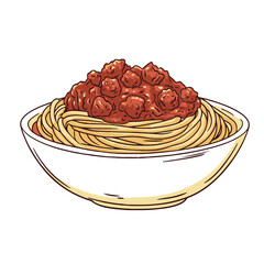 Wall Mural - Spaghetti with meat sauce in a bowl vectorized